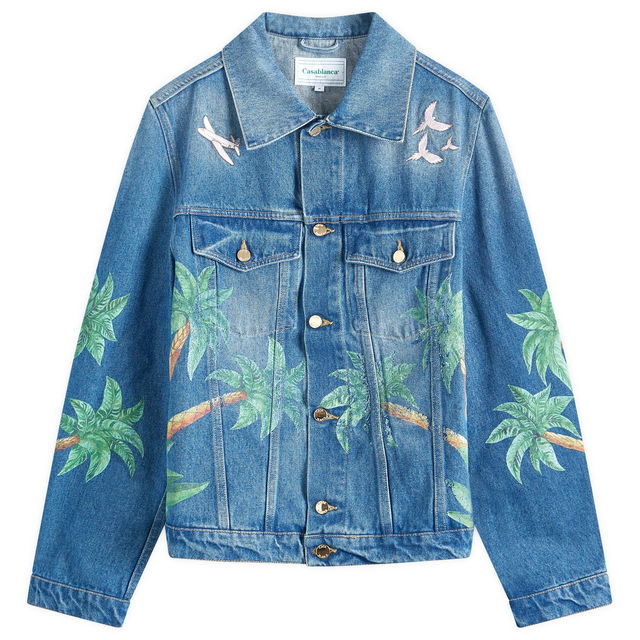 Tennis Club Print Embroidered Denim Jacket