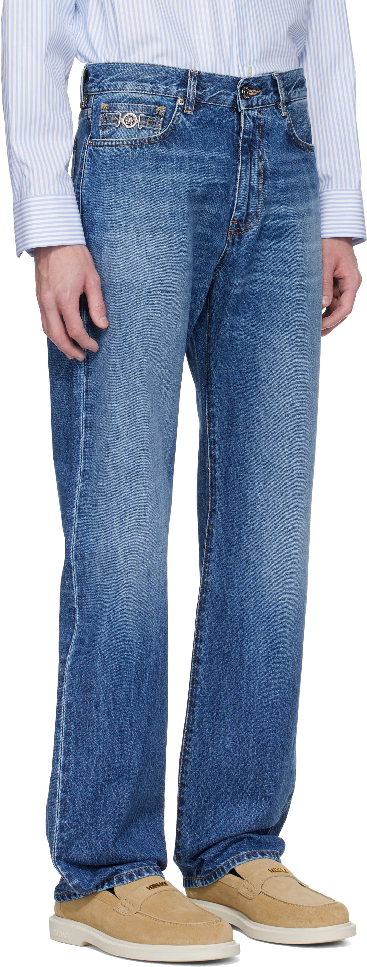 Дънки Versace Versace Loose-Fit Jeans Синьо | 1017775_1A13585, 1