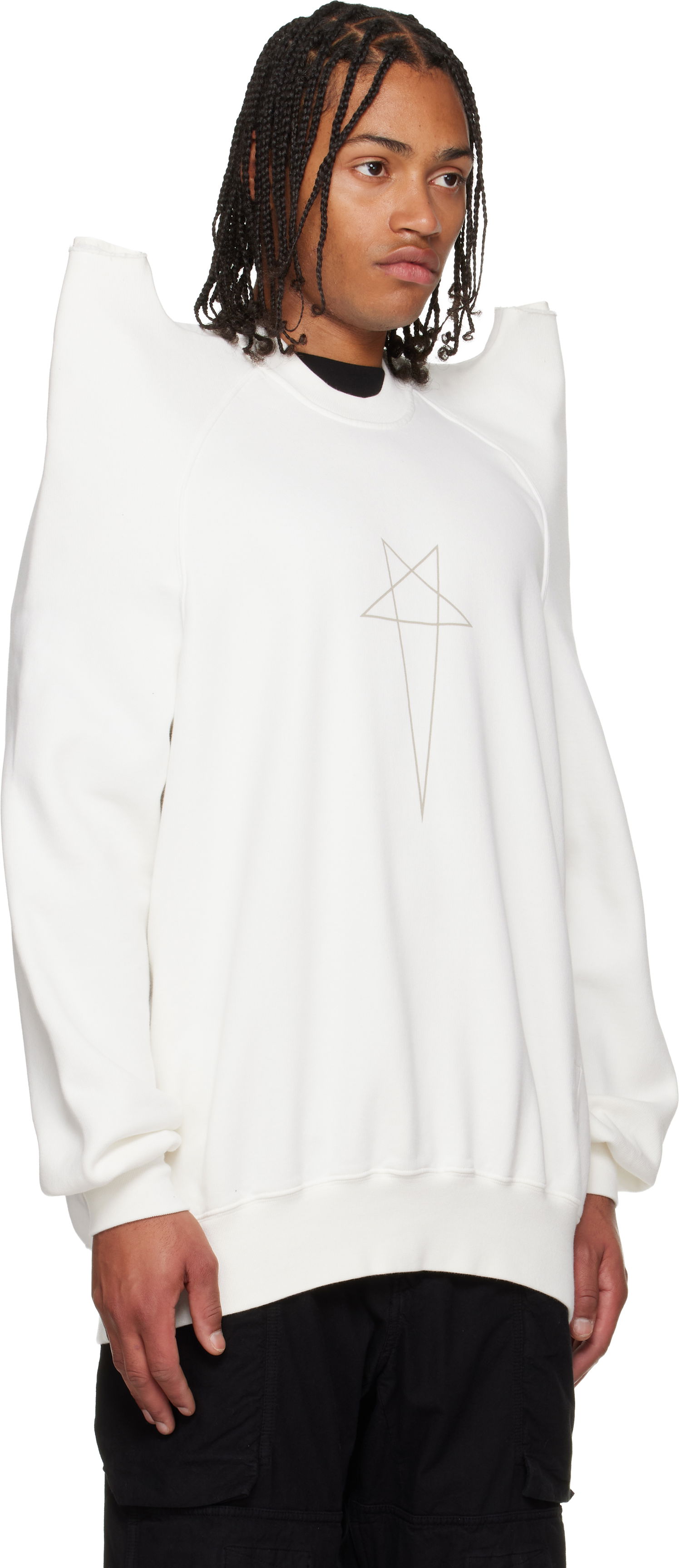 Суитчър Rick Owens Concordians Tecsweat Padded Shoulder Sweatshirt Бяло | DU02E7272 FEP3, 1