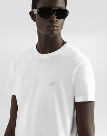 Тениска Dolce & Gabbana Dolce & Gabbana Cotton T-Shirt with Metal Tag Бяло | G8RN8TG7N7AW0800, 3