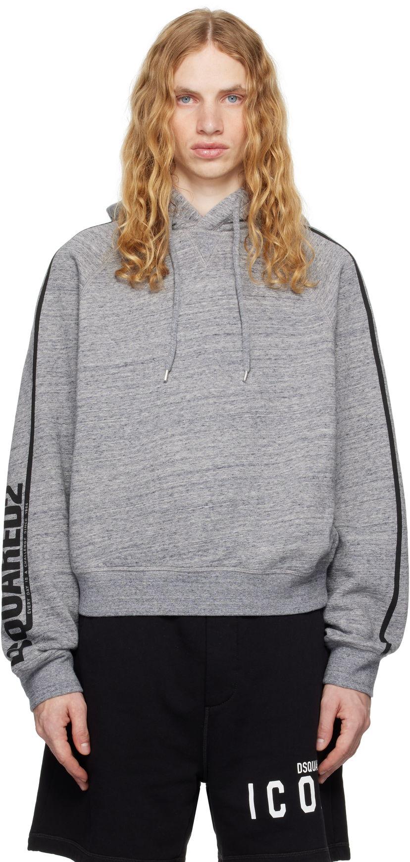 Суитчър DSQUARED2 Raglan Fit Hoodie Сиво | S71GU0713_S25477