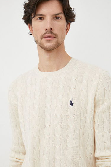 Пуловер Polo by Ralph Lauren Logo Embroidered Cable Knit Jumper Бежово | 710876762010, 4