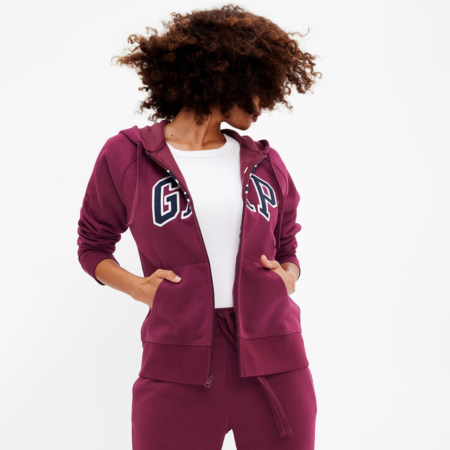Суитчър GAP Fullzip Logo Hoodie Ruby Wine Бургунди | 463503-00, 0