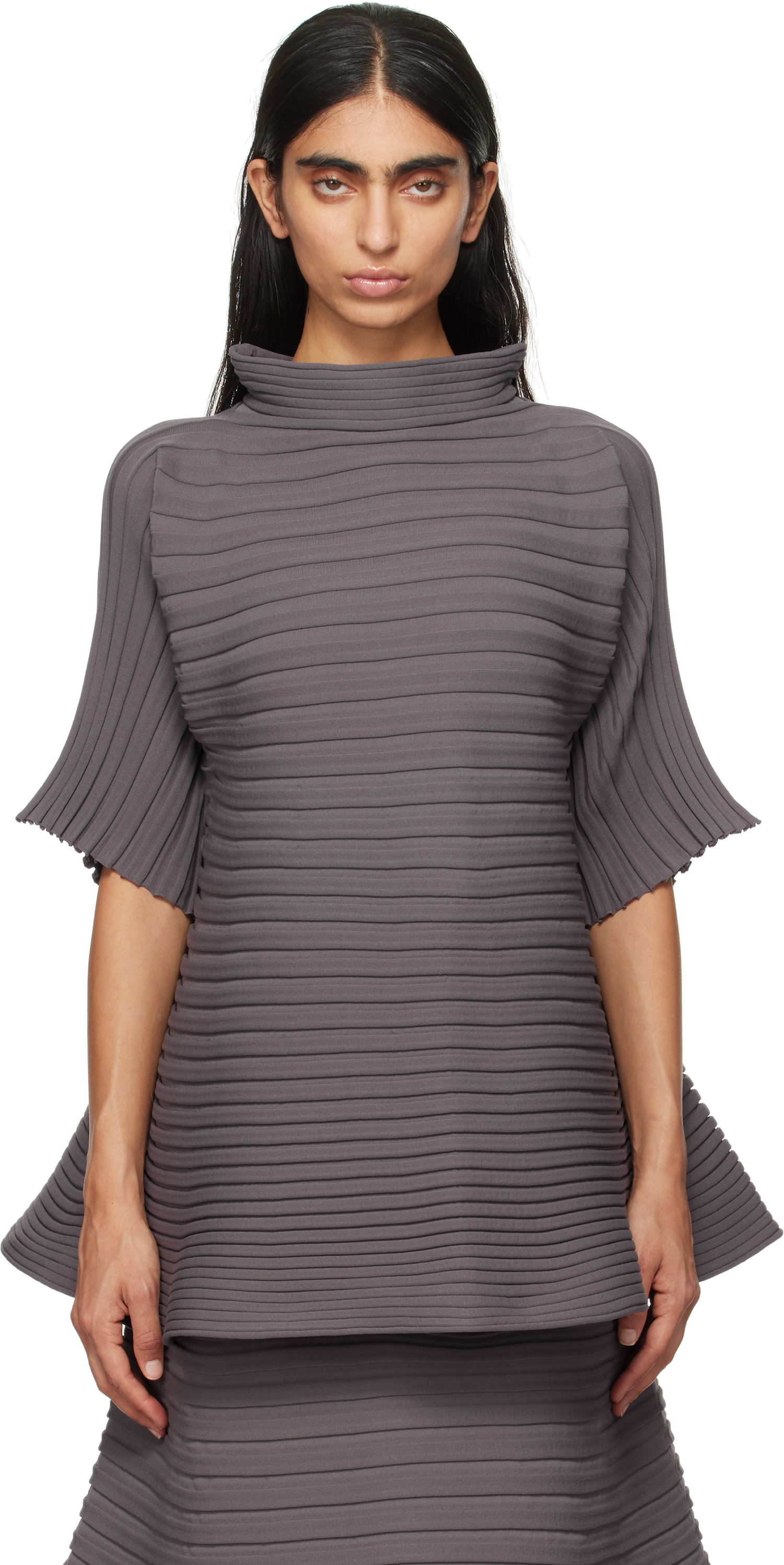 Пуловер Pleats Please Issey Miyake Issey Miyake Knit Turtleneck Сиво | PP48KK792, 0