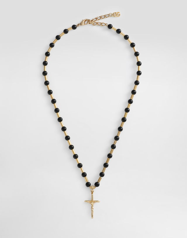 Dolce & Gabbana Beaded Cross Pendant Necklace