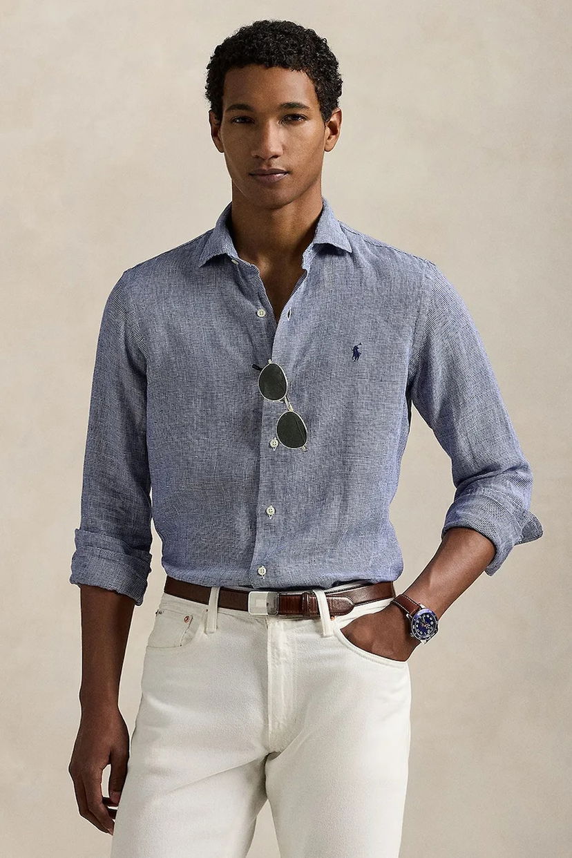 Риза Polo by Ralph Lauren Polo Ralph Lauren Linen Shirt, Regular Fit Синьо | 710968971