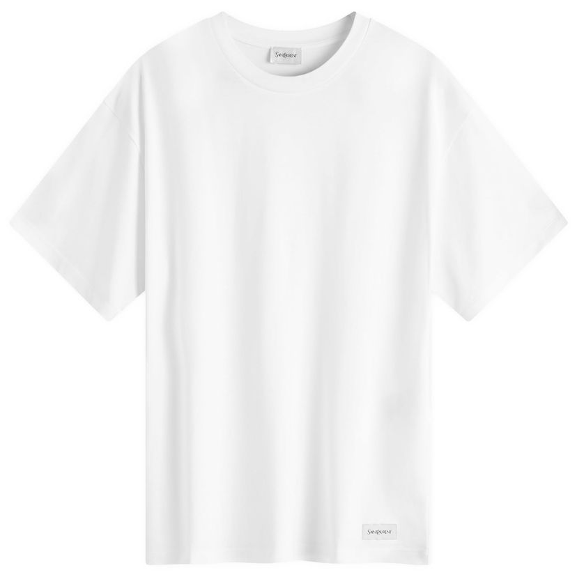 Тениска Saint Laurent Vintage Patch Logo T-Shirt Бяло | 798933-Y37RY-9000