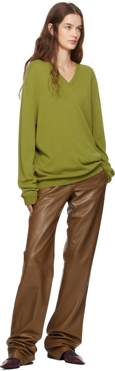 Пуловер The Row Isaora V-Neck Knit Sweater Зелено | 8568-Y556, 3