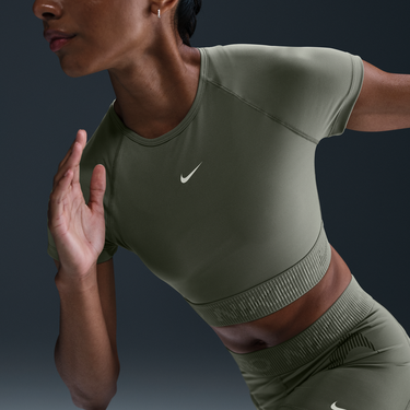 Съкратен топ Nike Nike Pro Dri-FIT Short Sleeve Crop Top Зелено | HM6369-320, 3