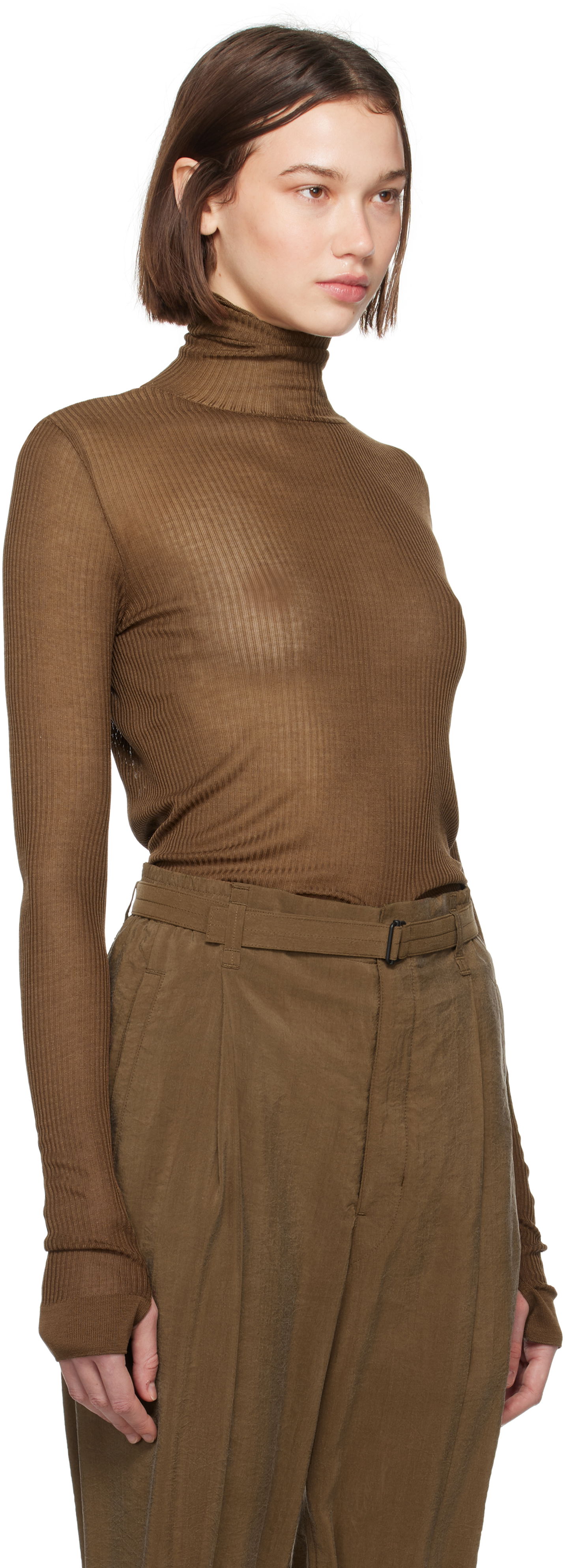 Тениска LEMAIRE Seamless Turtleneck Top Кафяво | TO1279 LK1017, 1