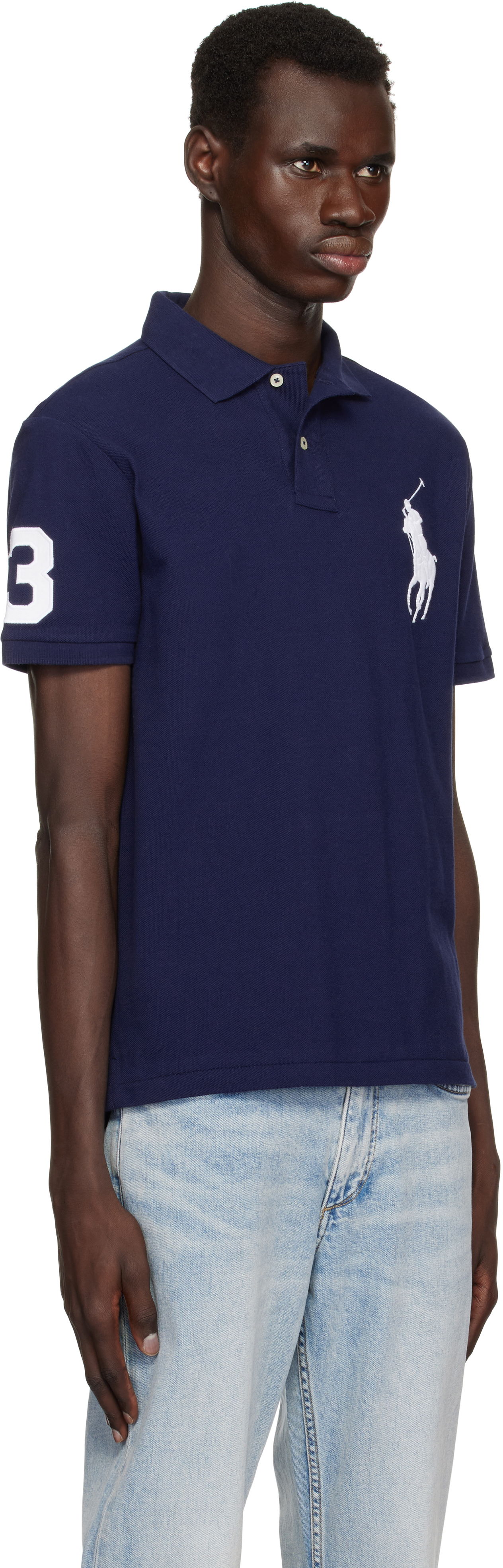 Поло тениска Polo by Ralph Lauren Ralph Lauren Custom Slim Fit Big Pony Mesh Polo Тъмно синьо | 710688969004, 1