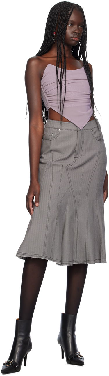 Пола Miaou Miaou Poppy Ruched Corset Top Сиво | 7084PM3SMO, 3