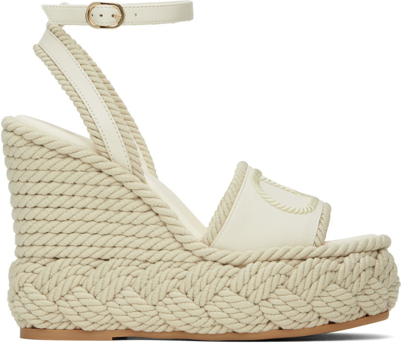 Грижа за обувките Valentino Valentino Garavani VLogo Torchon Wedge Sandals Бяло | 6W2S0JS0YWI