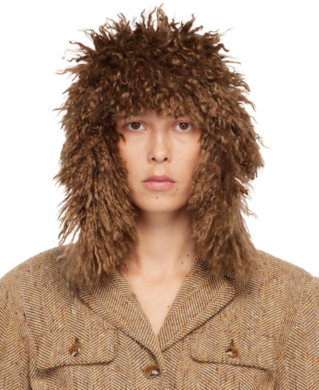 Anna Sui Shaggy Curly Faux Fur Aviator Hat