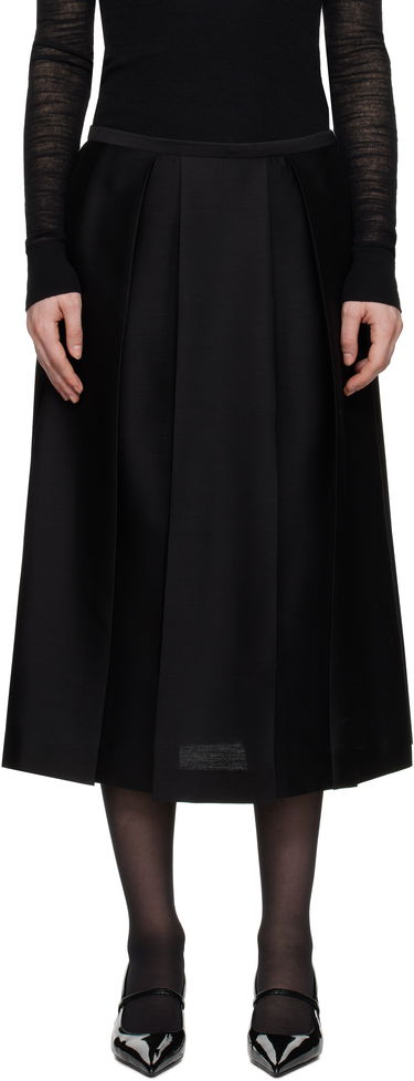 Пола TOTEME TOTEME Twinflower Pleated Midi Skirt Черно | 251-WRB0273-FB0324, 0