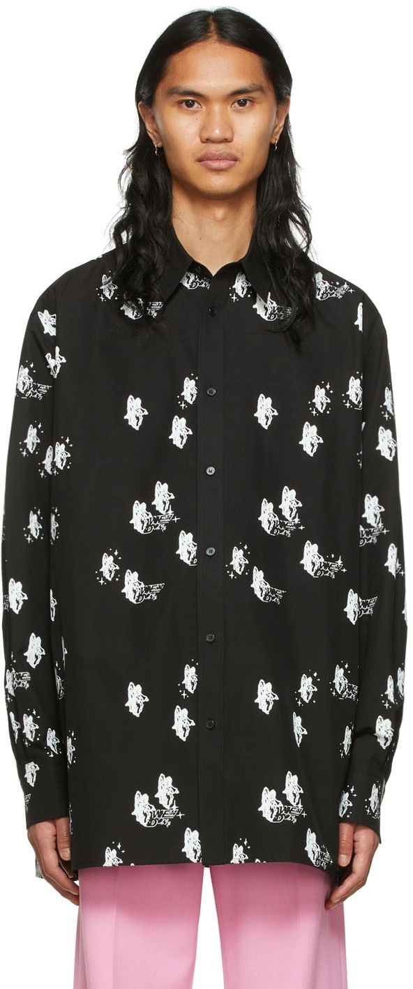 Риза We11done Angels Print Shirt Черно | WD-BL1-22-213-U-BK, 0