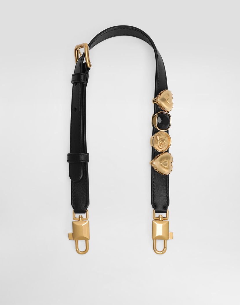 Колани Dolce & Gabbana Dolce & Gabbana Calfskin Shoulder Strap with Gold-Tone & Black Embellishments Черно | BI3415AV19580999
