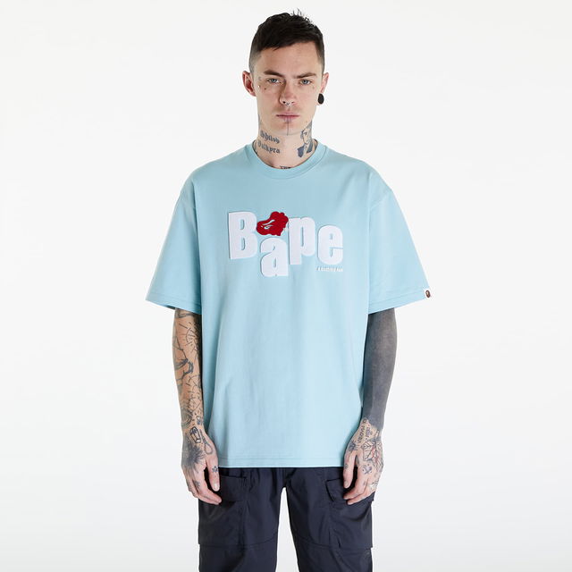 A BATHING APE Heart Ape Head Relaxed Fit Tee Sax