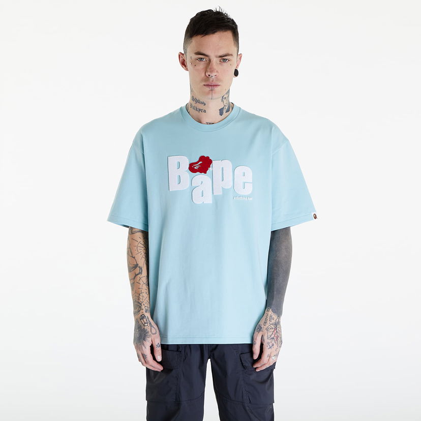 Тениска BAPE A BATHING APE Heart Ape Head Relaxed Fit Tee Sax Синьо | 001TEK301343M SAX