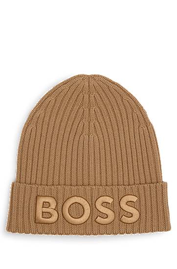 Шапка BOSS BOSS Virgin-Wool Beanie with Embroidered Logo Кафяво | 50497815, 0