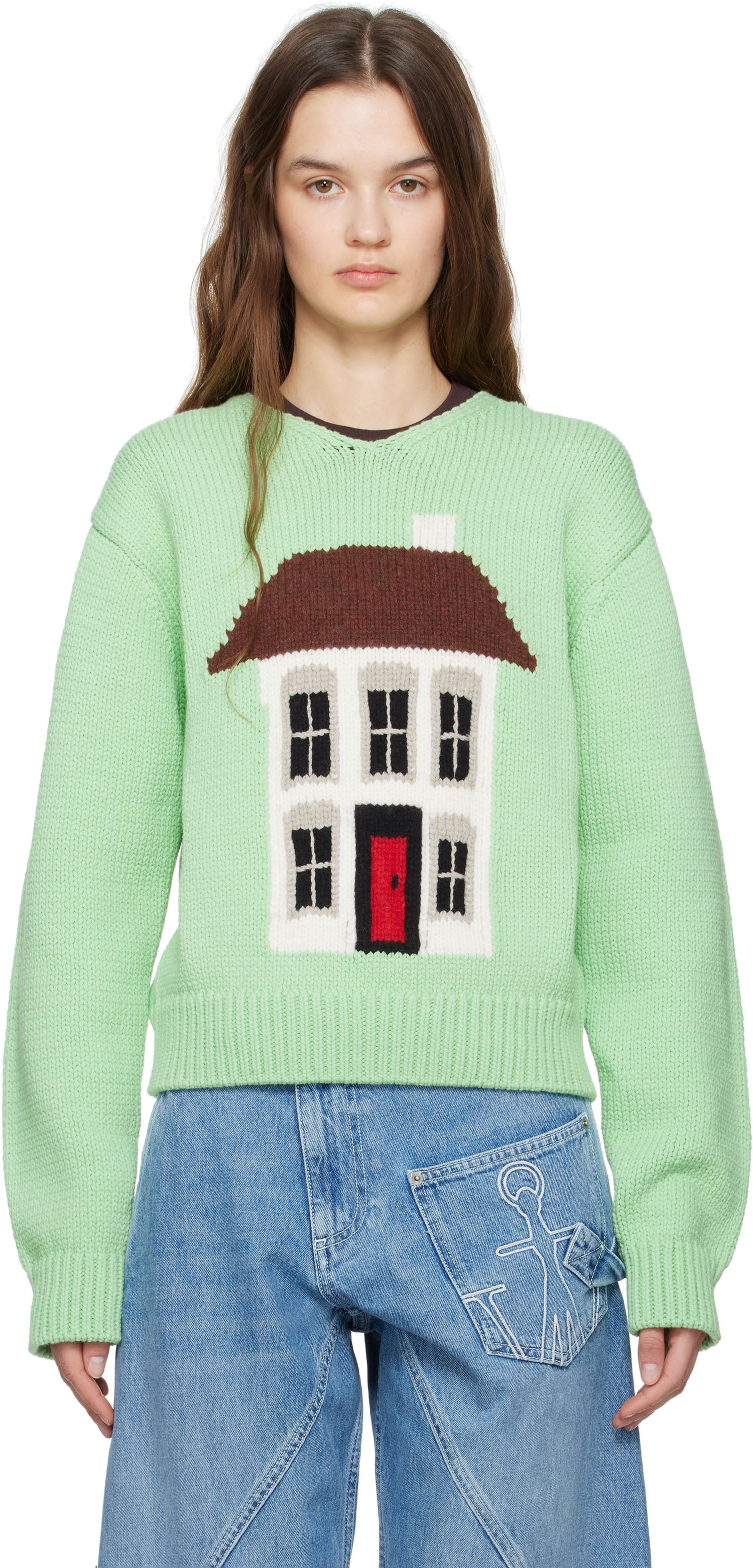 Пуловер JW Anderson JW Anderson House Graphic Sweater Зелено | KW1404-YN0417, 0