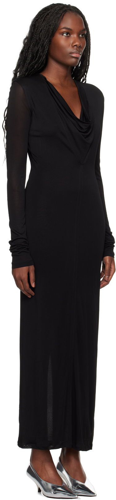 Pокля TOTEME TOTEME Draped V-Neck Maxi Dress Черно | 244-WRD0176-FB0266, 1