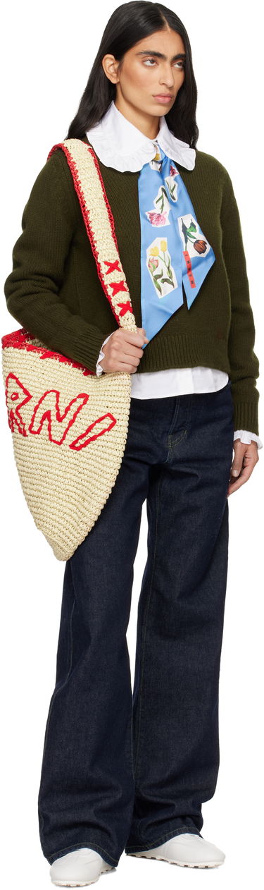 Голяма пазарска чанта Marni Nassa Medium Woven Raffia-Effect Tote with Red Embroidery Многоцветен | SBMP0256A0 P8561, 3