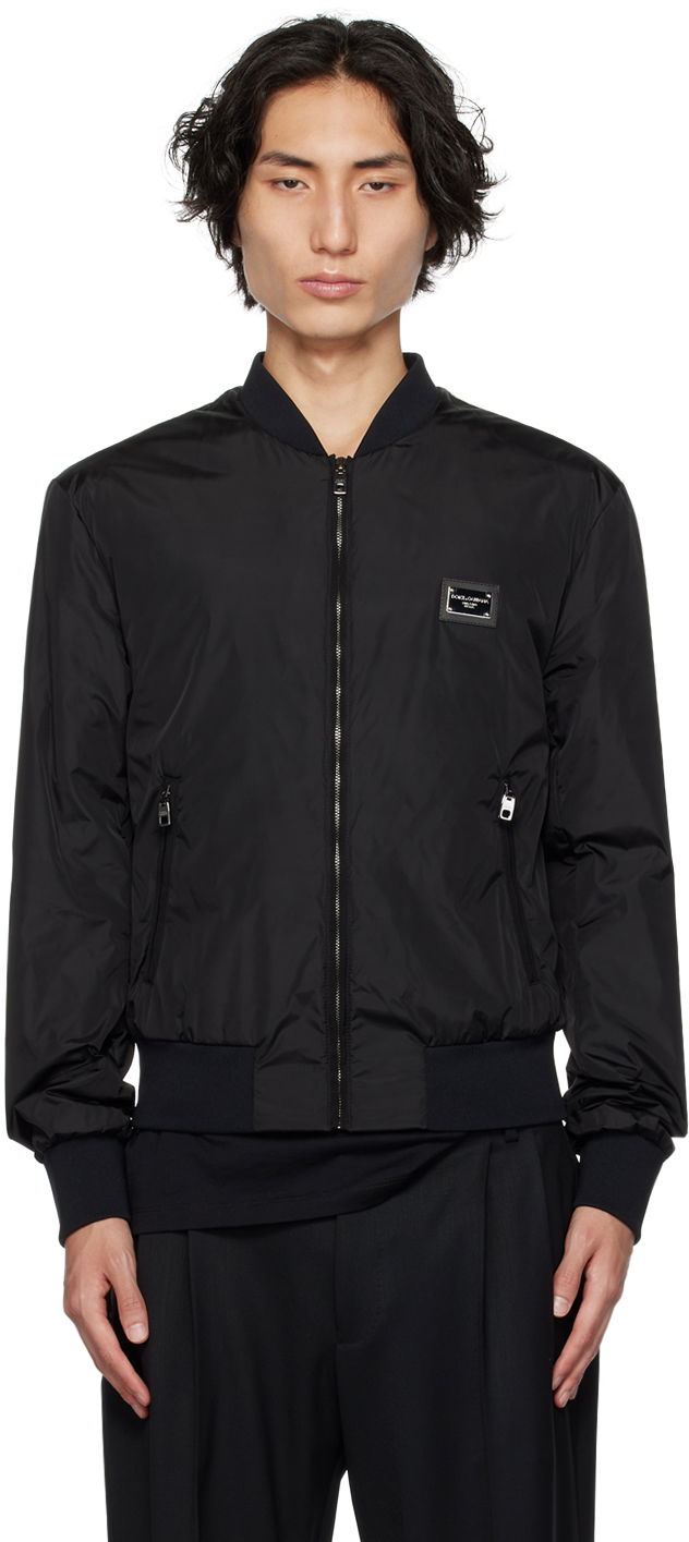 Яке бомбър Dolce & Gabbana Black Plaque Bomber Jacket Черно | G9ABPTG7F2J, 0