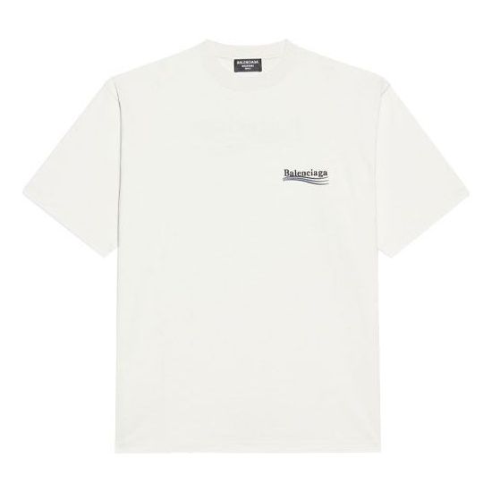 Тениска Balenciaga Political Campaign Embroidered Large Fit T-Shirt Бяло | 641655TKVJ19084