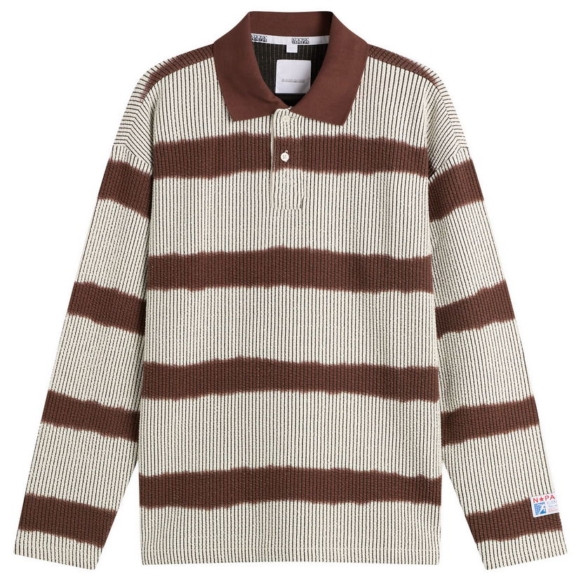 Поло тениска Napapijri Martine Rose Long Sleeve Ribbed Wavy Stripe Polo Многоцветен | NP0A4FPH-L64