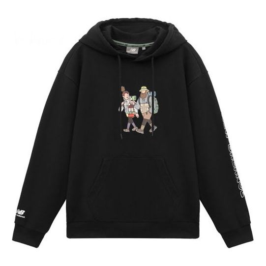 Суитчър New Balance JHI Crossover Graphic Print Hoodie Черно | NCA89043-BK