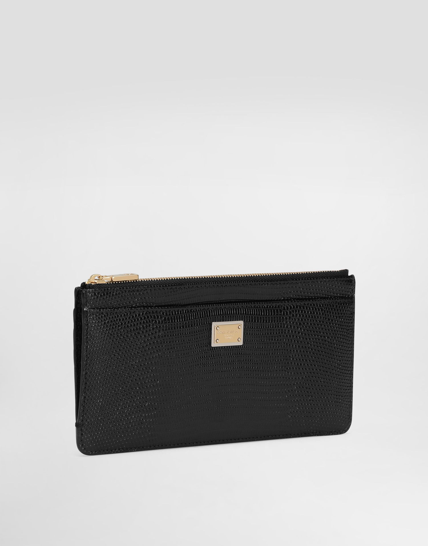 Портфейл Dolce & Gabbana Dolce & Gabbana Iguana-Print Leather Card Holder Черно | BI1265A109580999, 1