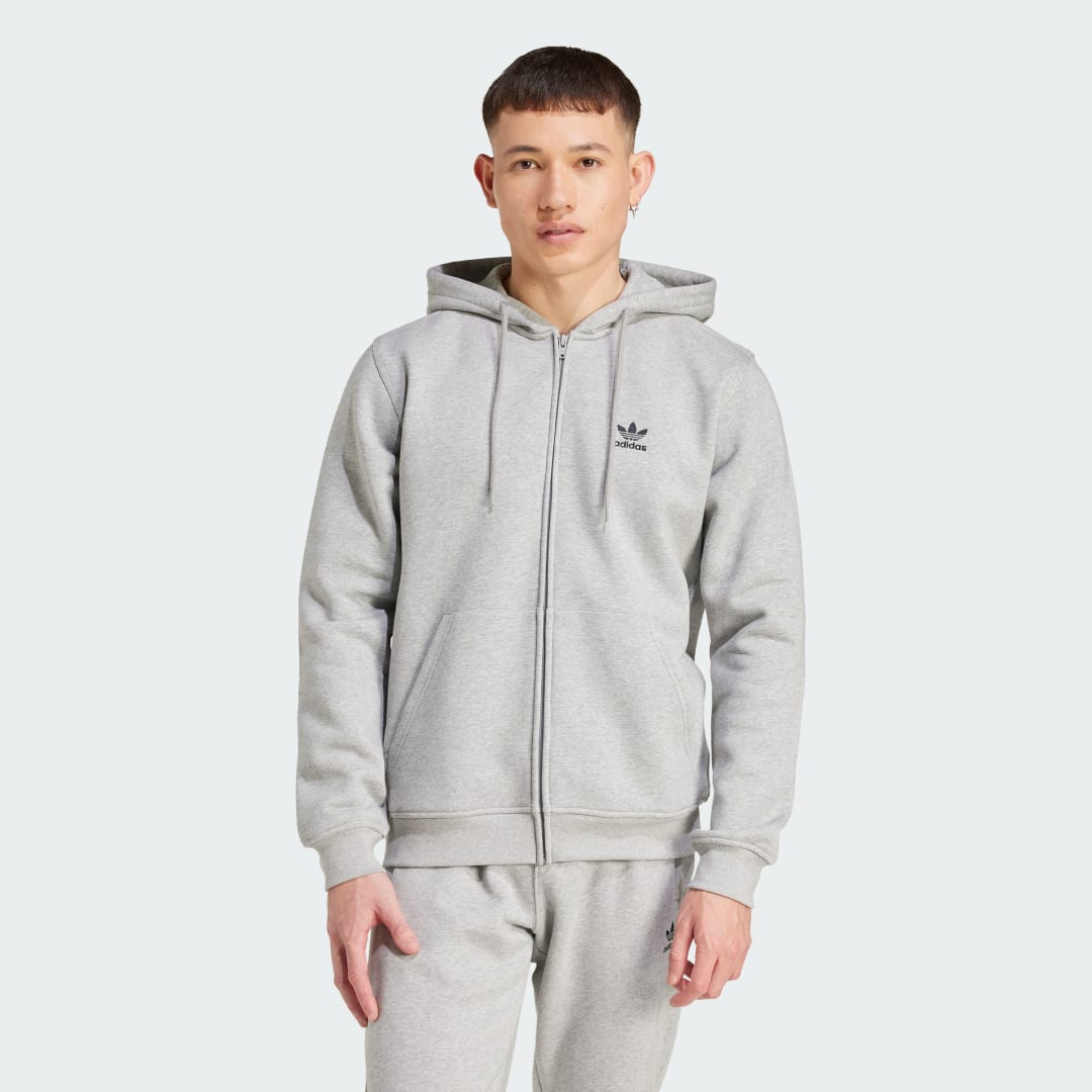Суитчър adidas Performance Trefoil Essentials Full-Zip Сиво | IY7354, 1