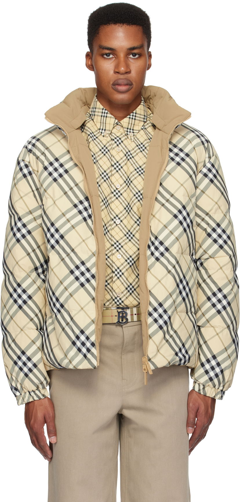 Пухо яке Burberry Check Puffer Reversible Down Jacket Бежово | 8098487