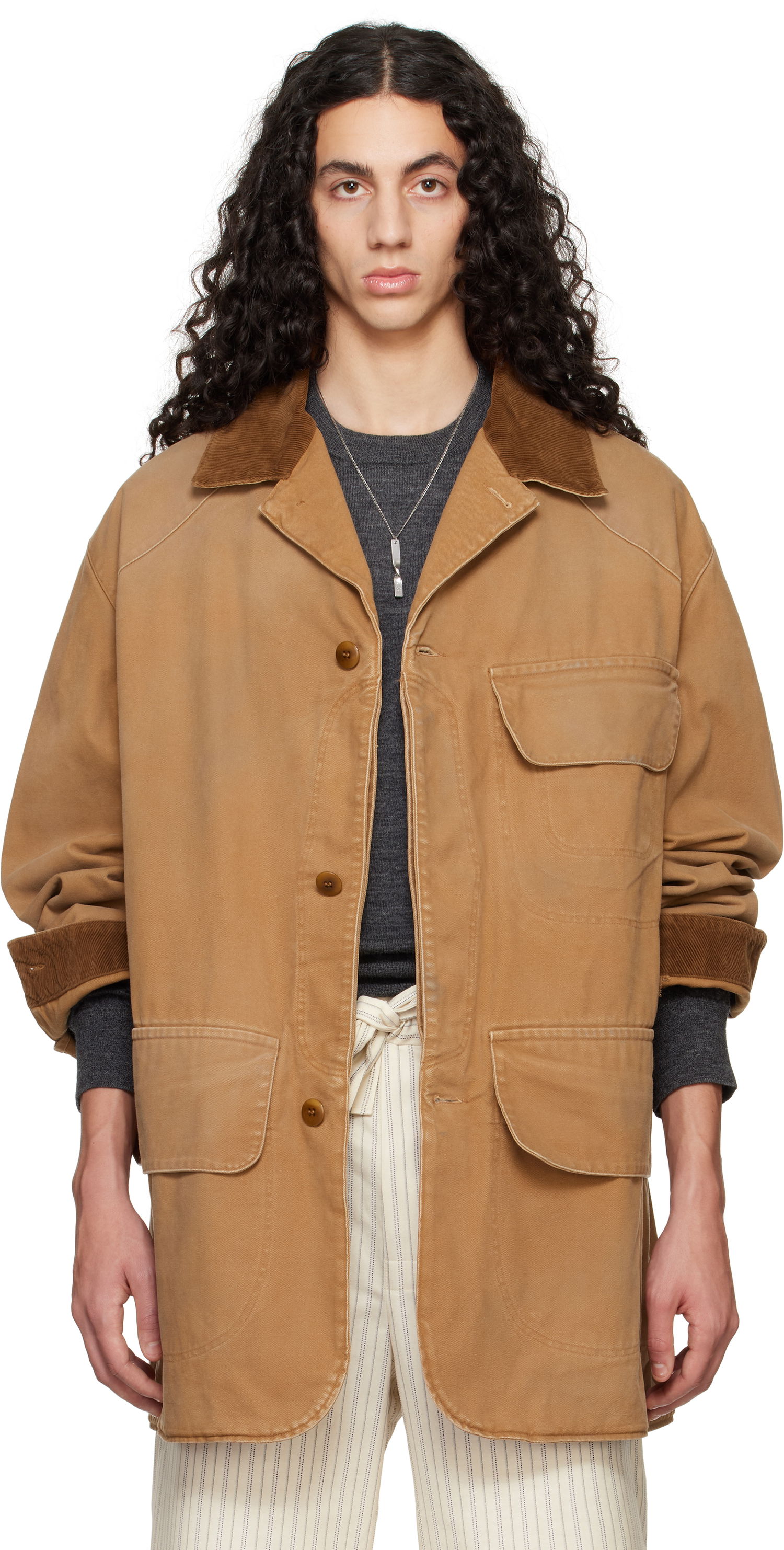 Яке Maison Margiela Maison Margiela Corduroy Collar Waxed Jacket Кафяво | S50AM0625 M35206, 0