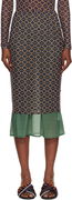 Dries Van Noten Geometric Pattern Transparent Mesh Midi Skirt