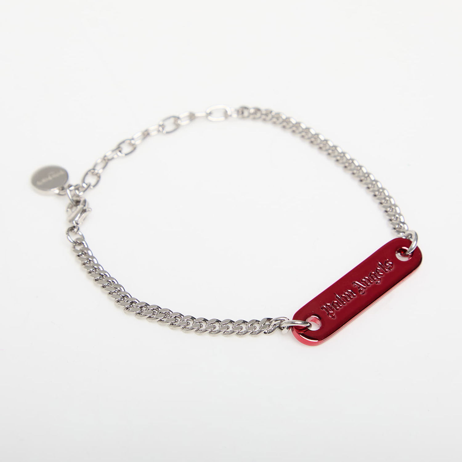 Гривна Palm Angels Logo Plate Bracelet Silver/ Red Universal Металик | PMOA052S25MAT0017225, 0