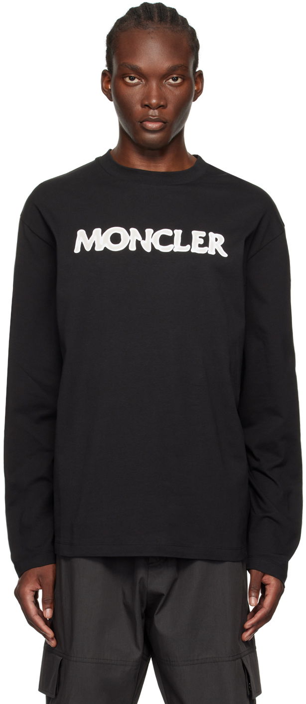 Тениска Moncler Black Logo Appliqué Long Sleeve T-Shirt Черно | J20918D0000489AJS, 0