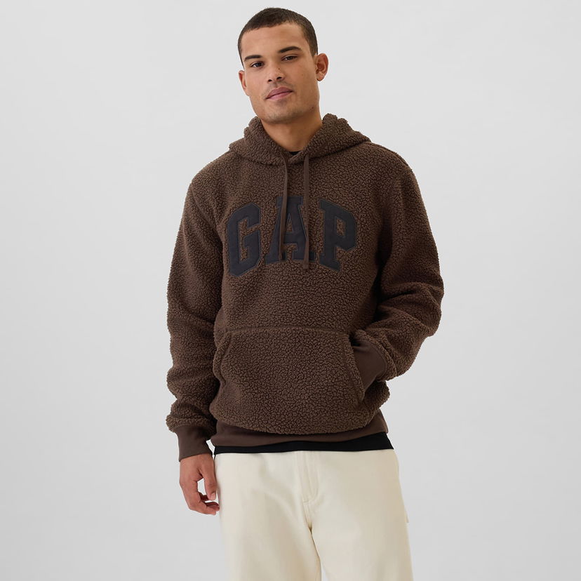 Суитчър GAP Logo Sherpa Hoodie Woodsy Brown Кафяво | 498353-01