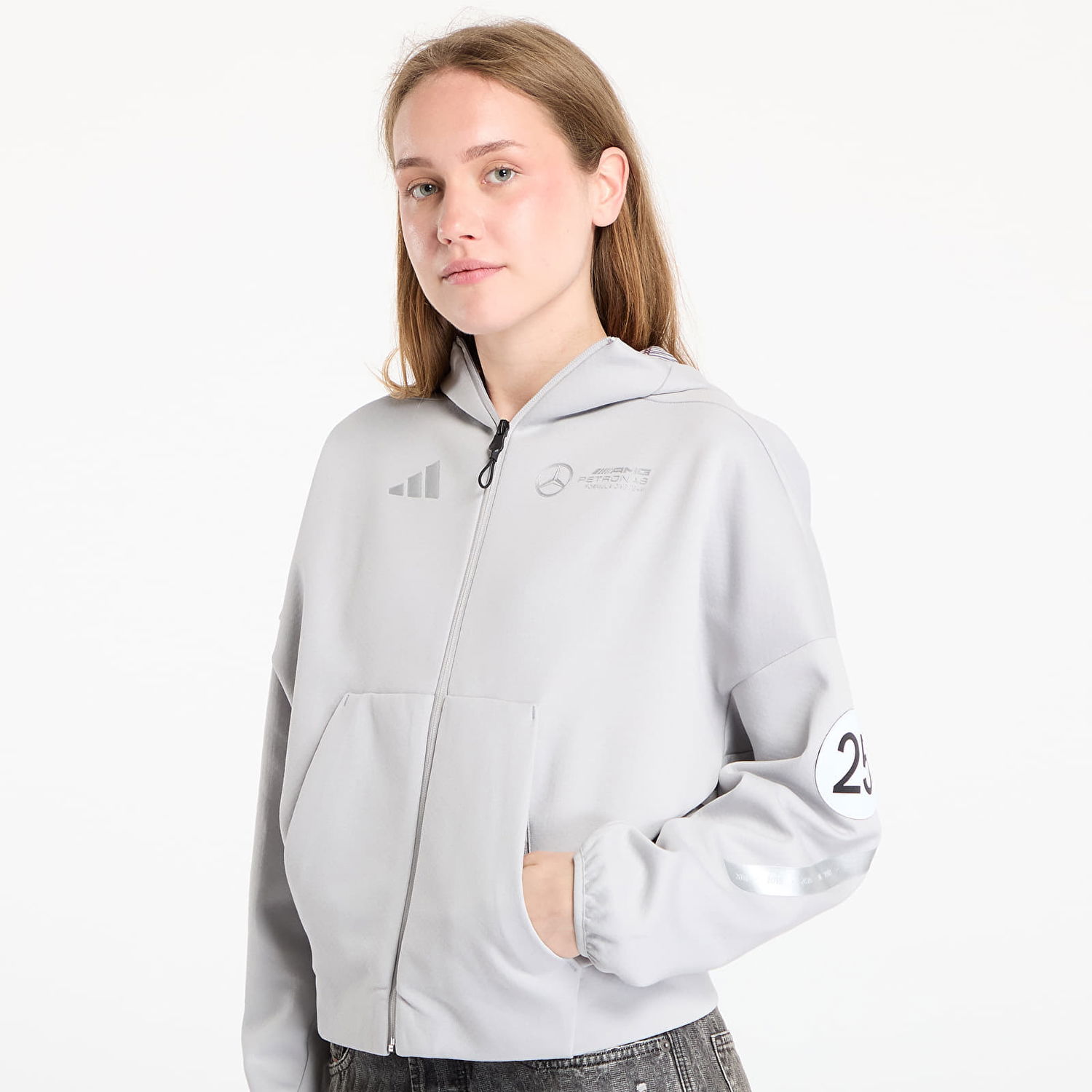 Суитчър adidas Performance Mercedes Hoodie Сиво | JW3474, 1