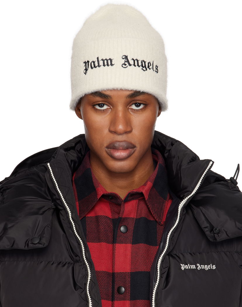 Шапка Palm Angels Classic Logo Beanie Бяло | PMLC030F24KNI0040310