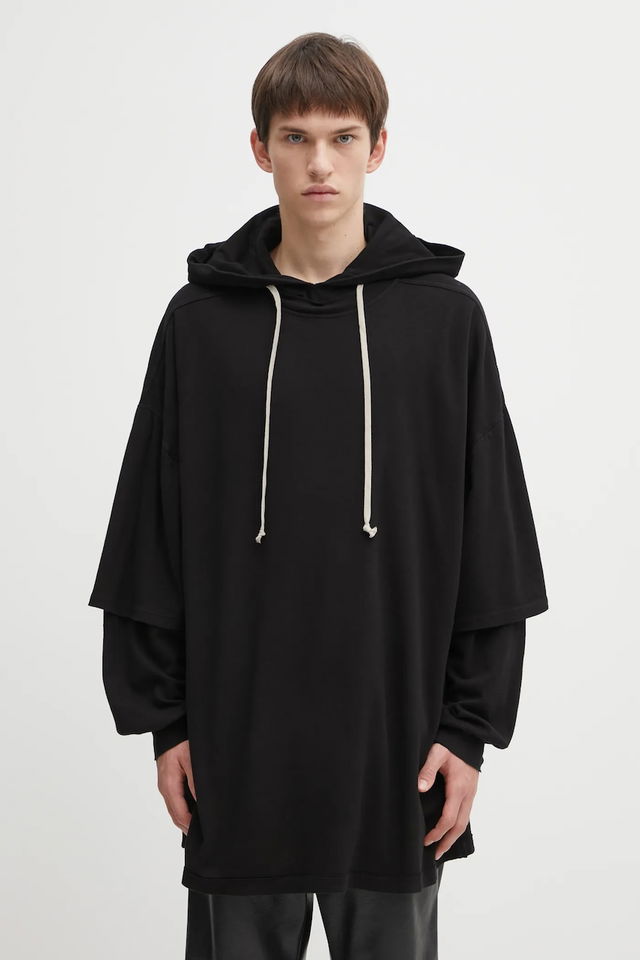 Rick Owens DRKSHDW Tommy Hustler Oversized Layered Sleeve Hoodie