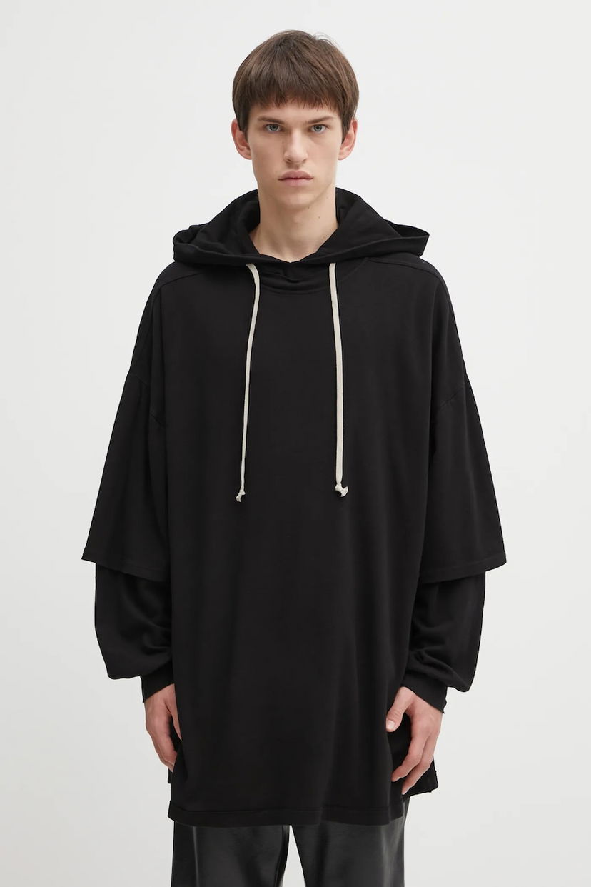 Суитчър Rick Owens Rick Owens DRKSHDW Tommy Hustler Oversized Layered Sleeve Hoodie Черно | DU02E7271.JDB