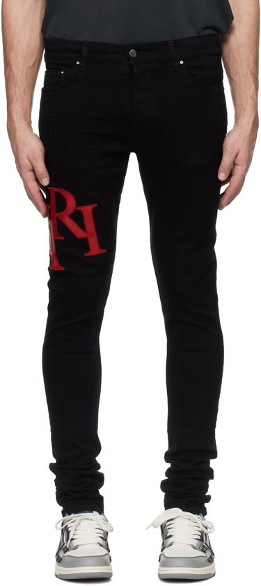 Дънки AMIRI Skinny Jeans With Staggered Logo Черно | AMDNSY1114, 0