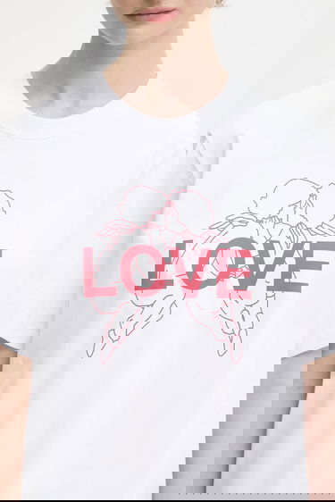 Тениска Fiorucci Kissing Angels Love Print Regular T-Shirt Бяло | W25FWJTS001CJ01WH03, 3