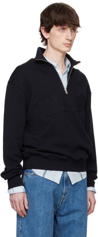 Суитчър MAISON KITSUNÉ Maison Kitsuné Varsity Half Zip Sweater Черно | OM00302KM0321, 1