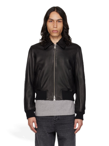 AMI Zipped Leather Jacket UJK008.552