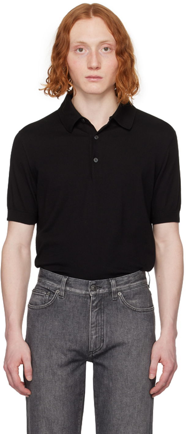 Поло тениска ZEGNA Premium Knit Polo Shirt Черно | UDC90A7-C32, 0