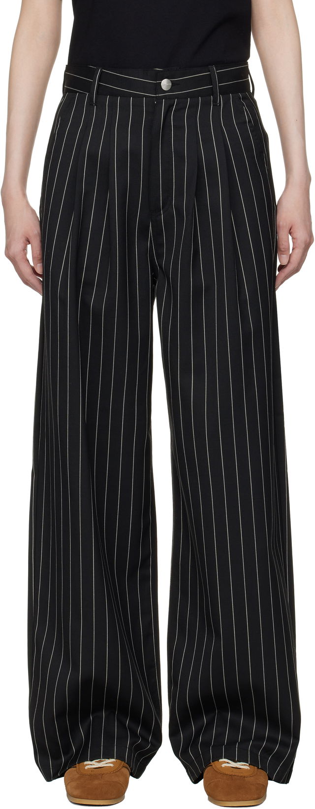 Work In Progress Seaton Pinstripe Wide-Leg Trousers