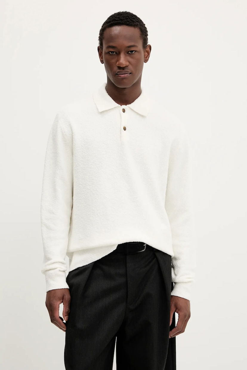 Пуловер Samsoe Samsoe Samsoe Samsoe Wool Blend Polo Sweater Бяло | M24100093